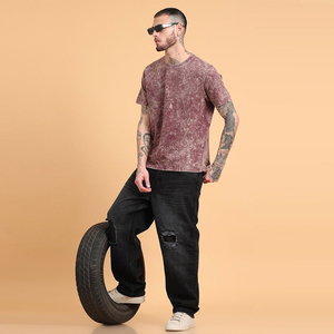 100% algodón lavado ácido camiseta Vintage lavado ácido camiseta hombres verano ropa al aire libre venta al por mayor lavado ácido camiseta Oem mantenido - Product Image 3