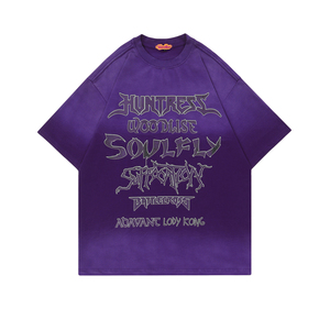 Épaule tombante personnalisée Vintage graphique vieilli coupe et coudre des patchs de broderie 100% coton imprimé coupe ample T-Shirt pour hommes - Product Image 6