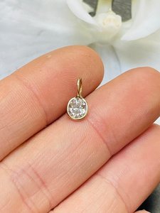 Zircon Oval Colorless Stone Stainless Steel Rose <b>Gold</b> Plated Romantic Charm Unisex Fashion Jewelry 9 mm Single Stone Pendant - Product Image 3