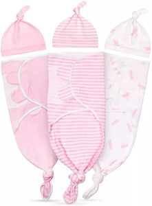 Enveloppe d'emmaillotage réglable pour bébé certifiée GOTS en coton biologique 100% avec étiquette et emballage de logo privé personnalisés - Product Image 4