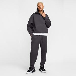 เสื้อฮู้ดแขนยาวของผู้ชายแบบไหล่ตกสไตล์วินเทจผ้าฝรั่งเศส100% ปักลายบ็อกซี่สำหรับฤดูหนาว - Product Image 2