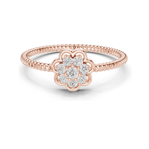 แหวนเพชรทรงดอกไม้ 0.135 กะรัต สำหรับผู้หญิง ความใส VVS-VS EF ทอง 18KT, 14KT, 10KT และเงิน 925  ทองชมพู, ทองเหลือง, ทองขาว - Product Image 2