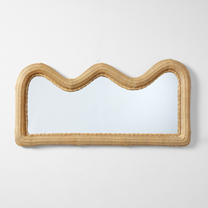 Espejo de pared de ratán ondulado, forma Irregular, Marco tejido Natural, espejo colgante decorativo de estilo bohemio para sala de estar y dormitorio - Product Image 4