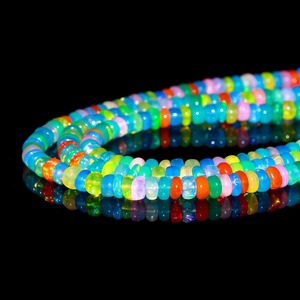 ลูกปัดพลอยโอปอลเอธิโอเปียน4-5มม. ลูกปัดโอปอลไฟหลายเส้นอัญมณีหลวมสำหรับทำเครื่องประดับขายส่ง - Product Image 4