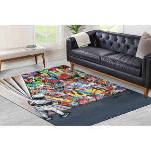 Alfombra con Diseño de Grafiti de Banksy: Alfombra con Patrón de Arte Callejero, Alfombra Impresa, Alfombra de Chenilla - Product Image 4