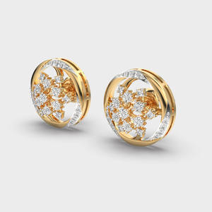 Boucles d'oreilles clous de luxe rondes à motifs floraux en diamant, en or rose/jaune/blanc 18 carats |   Fabricant de bijoux fins sur mesure OEM - Product Image 3