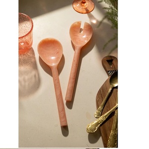 Servidores de Ensalada de Resina de Calidad Premium Hechos a Mano, Utensilios de Cocina de Resina para Servir Ensalada, Cubiertos de Mesa de Acero con Espejo - Product Image 1