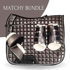 Produits équestres : Ensemble de tapis de selle en mousse satinée de haute qualité pour dressage, respirant, avec bonnet d'oreille en crochet à paillettes, et bandages de polo pour chevaux - Product Image 2