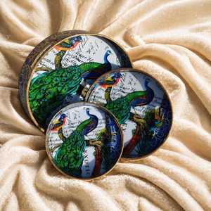 Juego de 3 bandejas artesanales Meena Art, modernas, decorativas, lacadas, de MDF, aptas para lavavajillas, multifuncionales, para almacenamiento y servicio. - Product Image 5