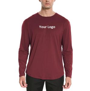 Camiseta de bambú ultrasuave para hombre a la moda, camiseta ligera de manga larga refrescante con dobladillo curvo disponible en fábrica - Product Image 4