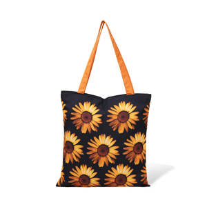 Bolsas de Mano Personalizables de Lona de Algodón con Cierre y Diseño de Girasol para Damas, Ligeras, Reutilizables, Plegables, con Impresión Digital Completa - Product Image 3
