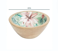 Bol en bois d'acacia de grande taille, poli, écologique, de haute qualité, avec impression émail moderne, fait main, pour servir, mélanger, salade, soupe