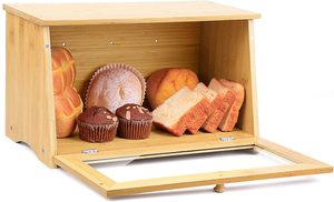 Caja de Almacenamiento de Pan y Chapati de Madera Natural Pulida de Estilo Industrial, Diseño Personalizado, Rectangular Flexible, 3.73 Libras - Product Image 6