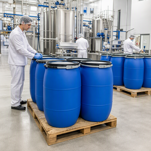 Fût ouvert en PEHD bleu de 55 gallons, qualité alimentaire, durable, avec finition laminée mate imprimée UV pour le stockage de l'eau - Product Image 2