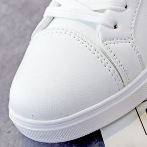 남성과 여성을위한 사용자 정의 로고 올 화이트 하이탑 스케이터 스니커즈 PU 가죽 캐주얼 신발 - Product Image 2