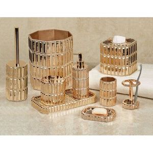 Juego de baño martillado de acero inoxidable con acabado dorado de 8 Diseño personalizado de alta calidad Uso en baño de hotel de lujo de Casa Real - Product Image 6