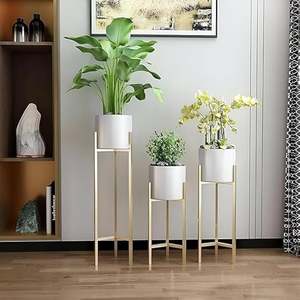 Vase à fleurs et support de plante en acier inoxydable fait à la main, design Art déco pour la maison, jardin, vase et pot de sol - Product Image 4