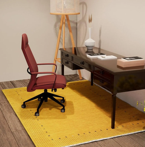 Alfombra Gabbeh de Lana Amarilla con Borde de Puntos, Estilo Bohemio, Alfombra para Sala de Estar, Decoración Acogedora para el Hogar - Product Image 1