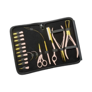 Premium Quality Stainless Steel Hair Extension Tools Kit <b>Set</b>-Peach Gold Plated Custom Logo Pliers <b>Razor</b> Scissor Wholesale - Product Image 2