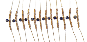 Bracelets en macramé faits main de style bohème variés, modèle DAFNI 44, avec perles œil porte-bonheur - Cadeaux promotionnels originaux - Product Image 4