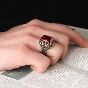 Anillo Azuris turco de plata de ley 925 para hombre, estilo otomano, piedra negra natural, joyería fina hecha a mano, modelo VALKH1341 - Product Image 3