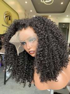 Perruque de cheveux humains bruts non transformés Deep Wave Afro Kinky Curly Perruque de cheveux humains Prix de gros - Product Image 4