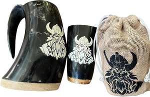 Divit Authentique Médiéval Capacité de 24oz Jarl Poli Véritable Viking Corne à boire Tasse Classique Noël Bière Tankard/Stein - Product Image 4