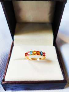 Multi zafiro piedra preciosa forma ovalada oro amarillo plateado venta al por mayor piedra preciosa anillo fino 925 plata esterlina sólida anillo de joyería fina - Product Image 2