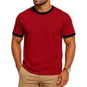 T-Shirt Homme Manches Courtes Froid O-Neck Stretch Séchage Rapide Respirant Sports100 % Coton Ringer T-shirts - Product Image 5