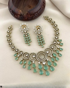 Elegance Necklace <b>Set</b> Regal Crystal Statement <b>Set</b> Royal Enchantress Diamond <b>Emerald</b> <b>Set</b> For Women and Girls For Special Occasion - Product Image 2