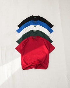 เสื้อยืดคอกลมแขนสั้นผู้ชาย พิมพ์โลโก้ตามสั่ง ผ้าฝ้ายเปรูพีมา ทรงหลวม คุณภาพสูง สีพื้น - Product Image 5