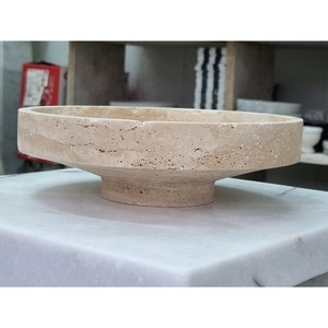 Plateau de service rectangulaire en marbre naturel beige travertin, style Art déco Wabi-Sabi moderne, décoration intérieure - Product Image 3