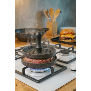 Moule professionnel en granit de 110 mm pour hamburgers et boulettes de viande, idéal pour la cuisson de viandes et de volailles - Product Image 1