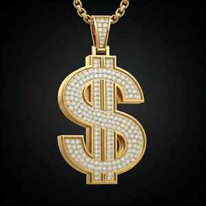 Colgante de Lujo con Diseño de Signo de Dólar con Incrustaciones de Moissanita VVS, Joyería Hip Hop Chapada en Oro, Estilo Cristiano - Product Image 1