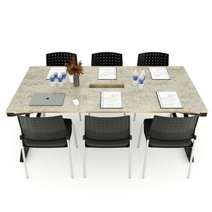 Mesa de Conferencia de Diseño Chino Contemporáneo de 200x100cm con Revestimiento de Melamina y Patas de Hierro - Product Image 3