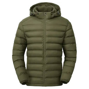 Veste matelassée légère pour homme avec capuche amovible, imperméable, isolée, pour l'hiver, avec poches, logo personnalisé OEM - Product Image 1