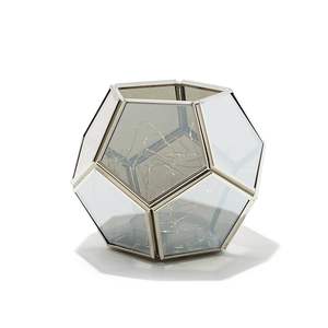 <b>Mirror</b> Terrarium Clear Glass With Brass Rim and <b>Mirror</b> Base Makeup <b>Box</b> for Home Decor <b>Jewelry</b> Organiser Vanity Organizer - Product Image 1