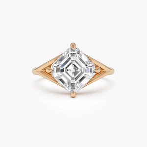 Magnificent Asscher Cut Lab Grown Diamond Engagement Ring 3.00 Ct E-F VS1 14K Gold <b>Bridal</b> Wedding Engagement Party Wear - Product Image 1