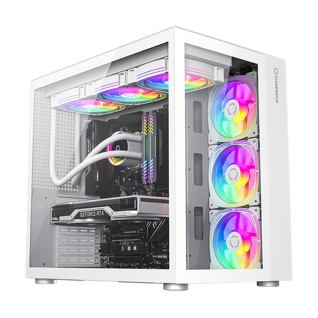GAMEMAX 360mm Radiator Computer Cases Towers Double Sided Glass Gaming case Tempered Glass or Mesh case Pc