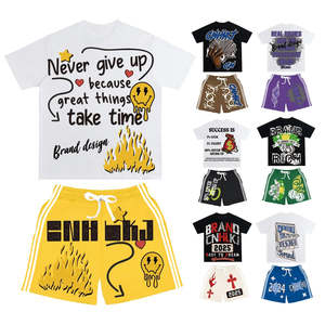 T-shirts et shorts surdimensionnés décontractés pour homme, vêtements de rue à séchage rapide, manches courtes, 2 pièces, ensembles de t-shirts respirants en coton - Product Image 4