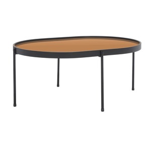 Table basse en bois massif moderne et écologique avec cadre en fer, design rond, rangement, salon, combinaison pour la maison - Product Image 1