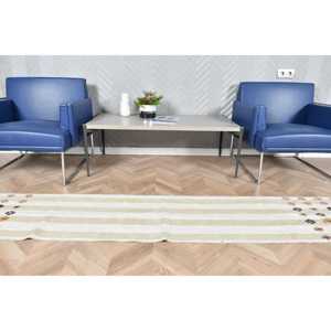 Tapis de 1,7 x 8,6 pieds, tapis turc Kilim, tapis vintage en laine blanche patchwork - Product Image 3
