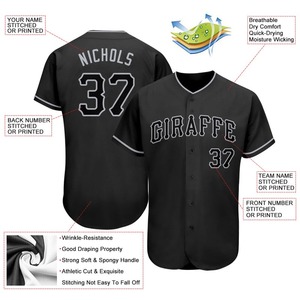 Camiseta de béisbol auténtica negra-gris personalizada - Product Image 6