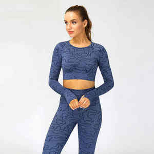 Conjunto transpirable de manga larga de alta calidad para mujer, ropa deportiva sin costuras para Fitness, ropa de Yoga, sujetador, mallas, conjuntos de Yoga para gimnasio - Product Image 5
