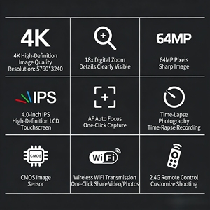 Professional 4K WiFi Transfer 18X Zoom CMOS Sensor 25MP+ Digital Video Camera with 4.0" Screen and Built-in <b>LED</b> <b>Flashlight</b> - Product Image 2