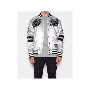 Chaqueta de Carreras de Seda Teñida con Logotipo Personalizado, Chaqueta Bomber de Satén, Botones de Lana, Bordado Universitario, Equipo de Béisbol, Transpirable, Invierno - Product Image 4