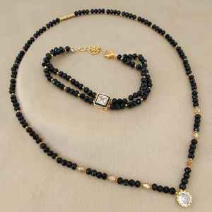 High Quality Gold Plated <b>Black</b> Pearl Manglesutra <b>Bracelet</b> Elegant Brass Jewelry for <b>Women</b> for Weddings and Casual Wear - Product Image 2