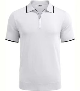 Polo homme de qualité, coupe ajustée, fermeture éclair 1/4 devant, vêtements de sport de golf, polo de golf, tissu 100% coton, chemise, design personnalisé - Product Image 2