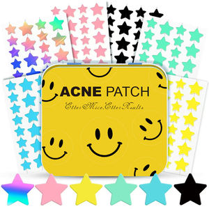 カラフルな星型ハイドロコロイドニキビパッチ、キュートなニキビシール、カスタムコラーゲンハーブ成分配合のフェイシャルニキビパッチ - Product Image 1