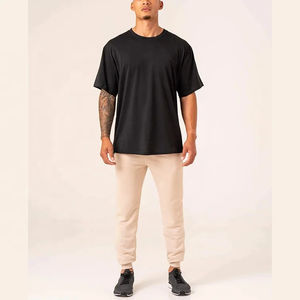 Pantalones de chándal para hombre al por mayor, cintura acanalada, puños, tela de lana ligera, bolsillos en la entrepierna, liso, básico, algodón, poliéster, estilo informal - Product Image 5